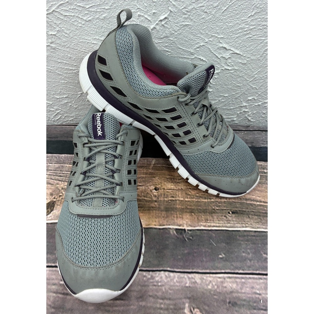 Reebok YourFlex Running Shoes Womens 7.5 Gray Pink Athletic Sneakers 039501 414